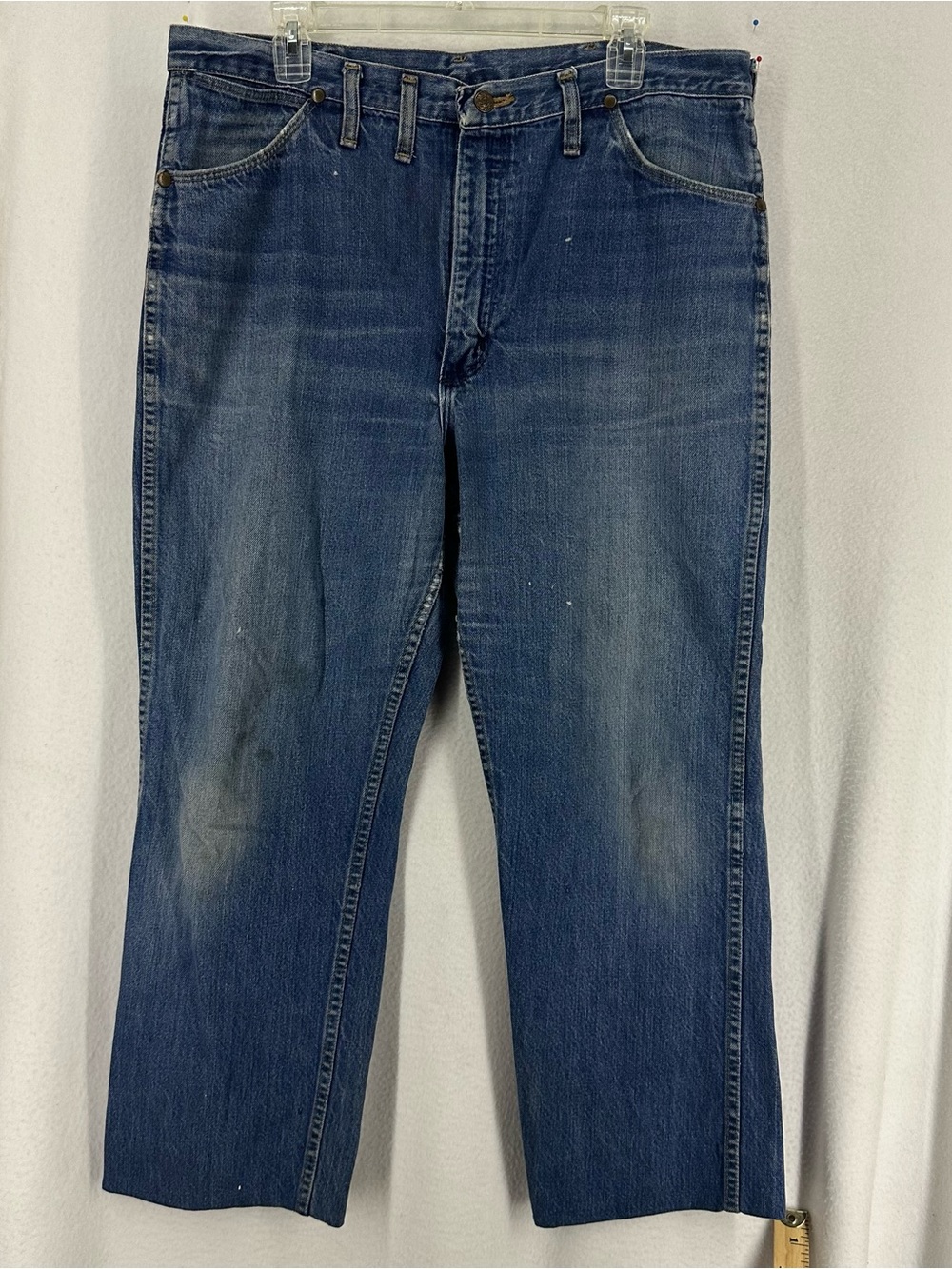 Vintage‎ Rustler Jeans Men’s 38x25 Blue Straight Leg Distressed Workwear USA